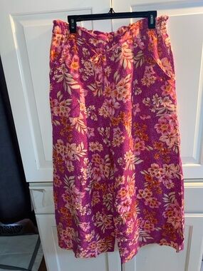 Pink & Orange Floral Wide-Leg Pants
